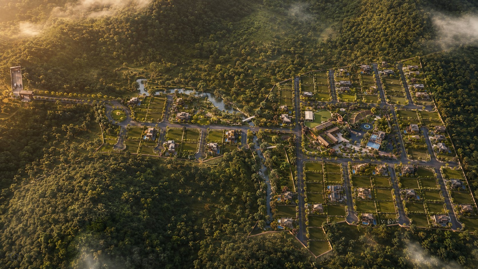 AURA — aerial view of the sanctioned Phase-1 master plan