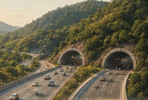 The twin tunnels of the Mumbai–Pune Expressway Missing Link, illustrative